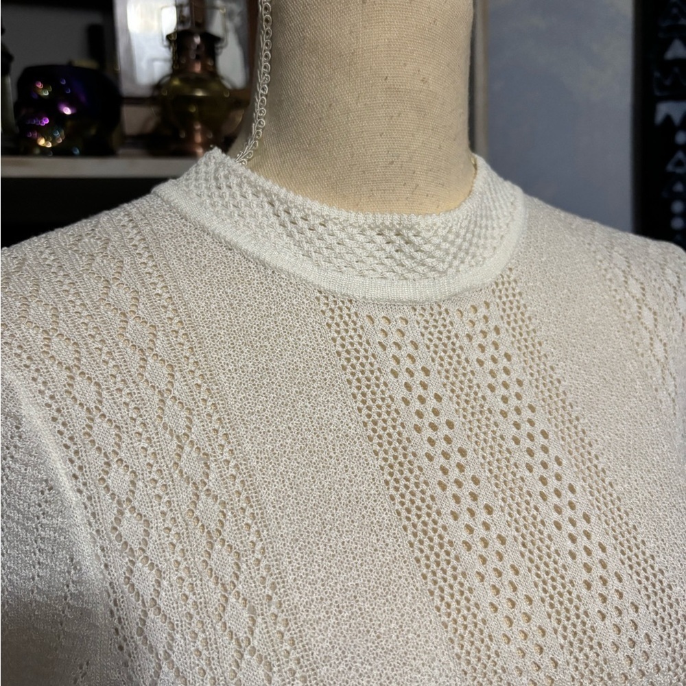 🛍Twik white Women's knit  Sweater small #cottage core #electric grandma #knit - Picture 4 of 10
